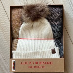 Lucky Brand Scarf and Hat Knit Set
